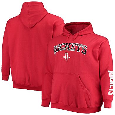 Men's Fanatics Branded Red Houston Rockets Big & Tall Team Wordmark Pullover Hoodie
