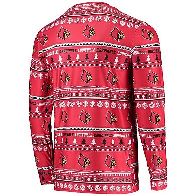 Men's Concepts Sport Red Louisville Cardinals Ugly Sweater Long Sleeve T-Shirt and Pants Sleep Set