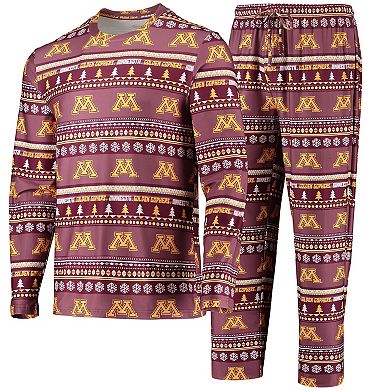 Men's Concepts Sport Maroon Minnesota Golden Gophers Ugly Sweater Long Sleeve T-Shirt and Pants Sleep Set