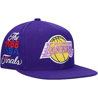 Men's Mitchell & Ness Purple Los Angeles Lakers Hardwood Classics 1988 NBA Finals XL Patch Snapback Hat