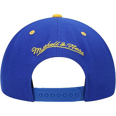 Men's Mitchell & Ness Royal/Gold Golden State Warriors Upside Down Snapback Hat