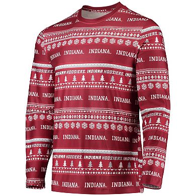 Men's Concepts Sport Crimson Indiana Hoosiers Ugly Sweater Long Sleeve T-Shirt and Pants Sleep Set