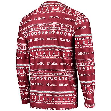 Men's Concepts Sport Crimson Indiana Hoosiers Ugly Sweater Long Sleeve T-Shirt and Pants Sleep Set