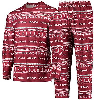 Men's Concepts Sport Crimson Indiana Hoosiers Ugly Sweater Long Sleeve T-Shirt and Pants Sleep Set