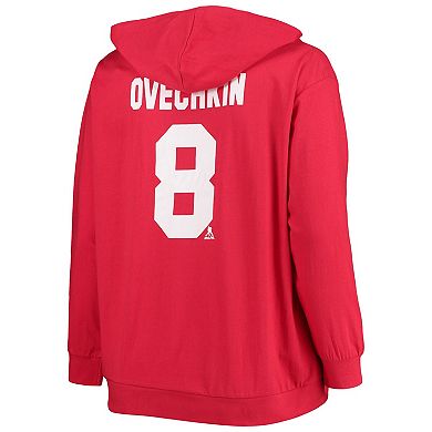 Women's Alexander Ovechkin Red Washington Capitals Plus Size Lace-Up V-Neck Pullover Hoodie