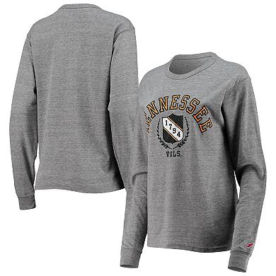 Women's League Collegiate Wear Heathered Gray Tennessee Volunteers Seal Victory Falls Oversized Tri-Blend Long Sleeve T-Shirt