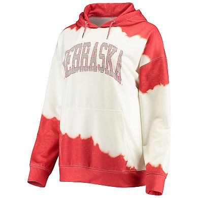 Women's Gameday Couture White/Scarlet Nebraska Huskers For the Fun Double Dip-Dyed Pullover Hoodie