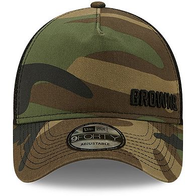 Men's New Era Camo/Black Cleveland Browns Flawless Utility A-Frame Trucker 9FORTY Snapback Hat