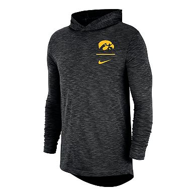 Men's Nike Black Iowa Hawkeyes Slub Space-Dye Performance Long Sleeve Hoodie T-Shirt