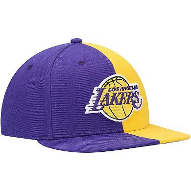 Men's Mitchell & Ness Purple/Gold Los Angeles Lakers Team Half and Half Snapback Hat