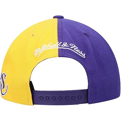 Men's Mitchell & Ness Purple/Gold Los Angeles Lakers Team Half and Half Snapback Hat