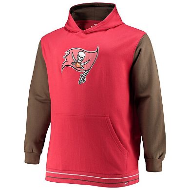 Men's Fanatics Branded Red/Pewter Tampa Bay Buccaneers Big & Tall Block Party Pullover Hoodie