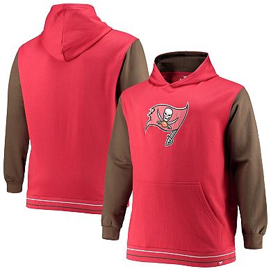 Men's Fanatics Branded Red/Pewter Tampa Bay Buccaneers Big & Tall Block Party Pullover Hoodie