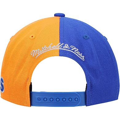 Men's Mitchell & Ness Blue/Orange New York Knicks Team Half and Half Snapback Hat