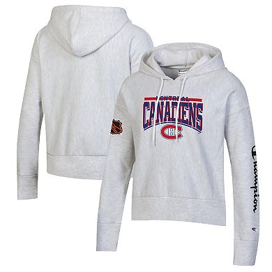 Women's Champion Heathered Gray Montreal Canadiens Reverse Weave Pullover Hoodie