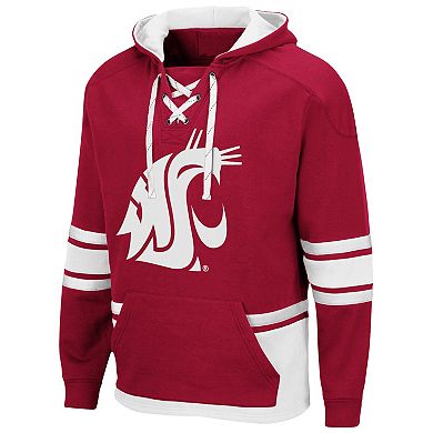 Men's Colosseum Crimson Washington State Cougars Lace Up 3.0 Pullover Hoodie