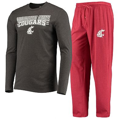 Men's Concepts Sport Crimson/Heathered Charcoal Washington State Cougars Meter Long Sleeve T-Shirt & Pants Sleep Set