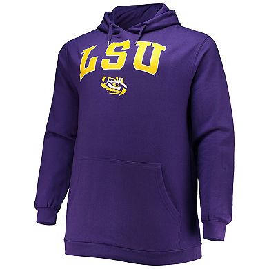 Men's Champion Purple LSU Tigers Big & Tall Arch Over Logo Powerblend Pullover Hoodie