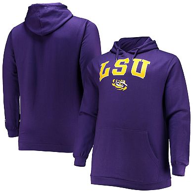 Men's Champion Purple LSU Tigers Big & Tall Arch Over Logo Powerblend Pullover Hoodie