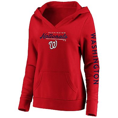 Women's Fanatics Branded Red Washington Nationals Core High Class Crossover Pullover Hoodie