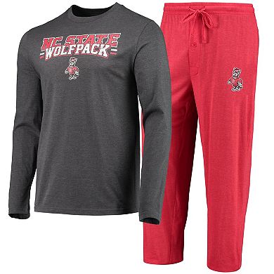 Men's Concepts Sport Red/Heathered Charcoal NC State Wolfpack Meter Long Sleeve T-Shirt & Pants Sleep Set