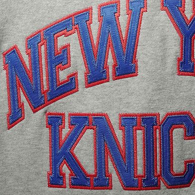 Men's Mitchell & Ness Heathered Gray New York Knicks Hardwood Classics Big & Tall Throwback Pullover Hoodie