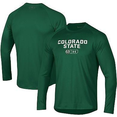 Men's Under Armour Green Colorado State Rams Lockup Tech Raglan Long Sleeve T-Shirt