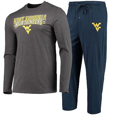 Men's Concepts Sport Navy/Heathered Charcoal West Virginia Mountaineers Meter Long Sleeve T-Shirt & Pants Sleep Set