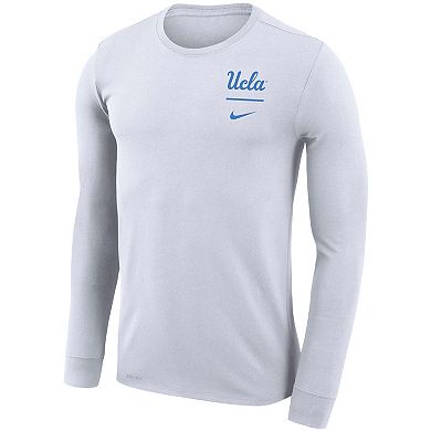 Men's Nike White UCLA Bruins Logo Stack Legend Performance Long Sleeve T-Shirt