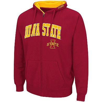 Men's Colosseum Cardinal Iowa State Cyclones Arch & Logo 3.0 Full-Zip Hoodie