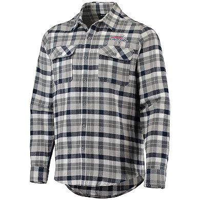 Men's Antigua Navy/Gray Washington Capitals Ease Plaid Button-Up Long Sleeve Shirt