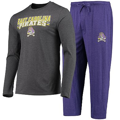 Men's Concepts Sport Purple/Heathered Charcoal ECU Pirates Meter Long Sleeve T-Shirt & Pants Sleep Set