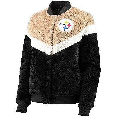 Women's G-III 4Her by Carl Banks Black/Cream Pittsburgh Steelers Riot Squad Sherpa Full-Snap Jacket