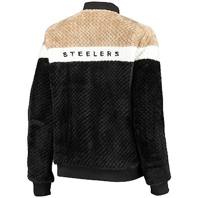 Women's G-III 4Her by Carl Banks Black/Cream Pittsburgh Steelers Riot Squad Sherpa Full-Snap Jacket