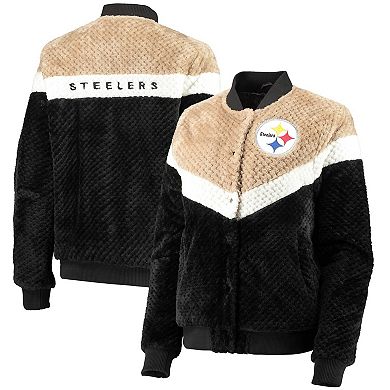Women's G-III 4Her by Carl Banks Black/Cream Pittsburgh Steelers Riot Squad Sherpa Full-Snap Jacket