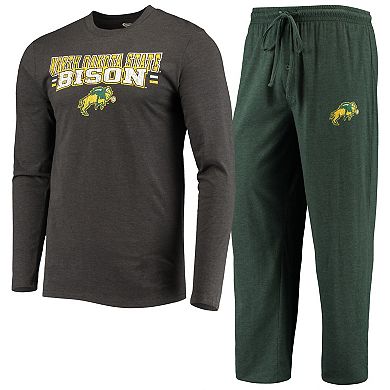 Men's Concepts Sport Green/Heathered Charcoal NDSU Bison Meter Long Sleeve T-Shirt & Pants Sleep Set
