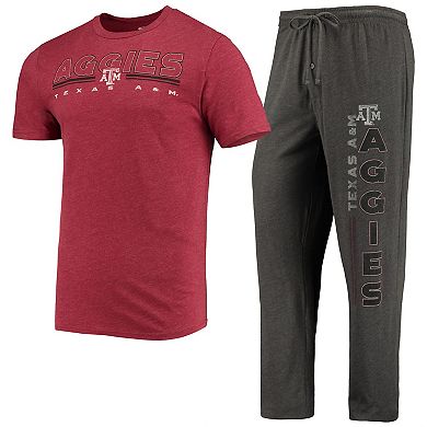 Men's Concepts Sport Heathered Charcoal/Maroon Texas A&M Aggies Meter T-Shirt & Pants Sleep Set