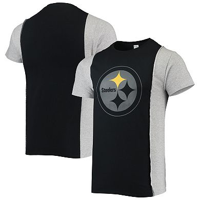 Men's Refried Apparel Black/Heathered Gray Pittsburgh Steelers Sustainable Split T-Shirt
