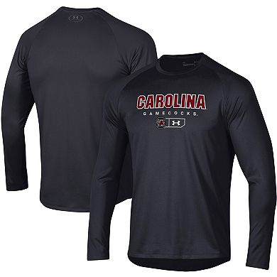 Men's Under Armour Black South Carolina Gamecocks Lockup Tech Raglan Long Sleeve T-Shirt