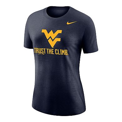 Women's Nike Navy West Virginia Mountaineers Trust the Climb Varsity T-Shirt
