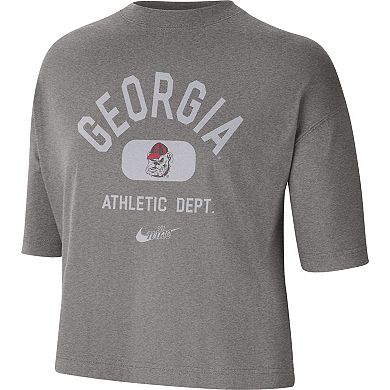 Women's Nike Heathered Gray Georgia Bulldogs Boxy T-Shirt