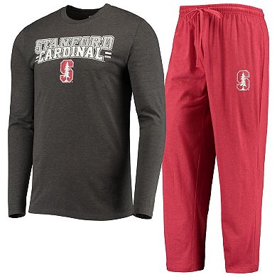 Men's Concepts Sport Cardinal/Heathered Charcoal Stanford Cardinal Meter Long Sleeve T-Shirt & Pants Sleep Set