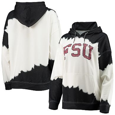 Women's Gameday Couture White/Black Florida State Seminoles For the Fun Double Dip-Dyed Pullover Hoodie
