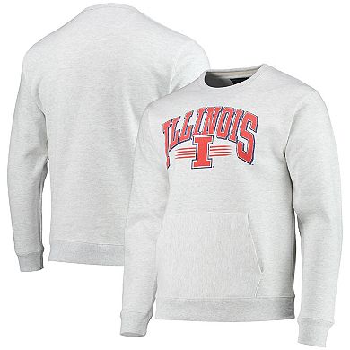 Men's League Collegiate Wear Heathered Gray Illinois Fighting Illini Upperclassman Pocket Pullover Sweatshirt
