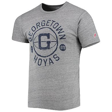 Men's League Collegiate Wear Heathered Gray Georgetown Hoyas Hero Shot Victory Falls Tri-Blend T-Shirt