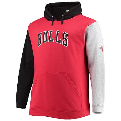 Men's Fanatics Branded Red/Black Chicago Bulls Big & Tall Double Contrast Pullover Hoodie