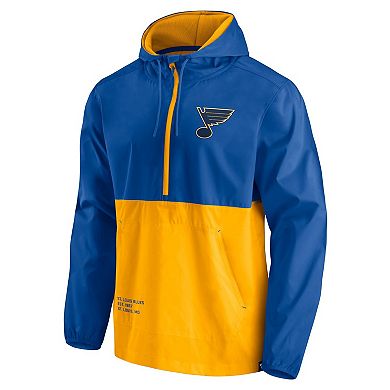 Men's Fanatics Branded Blue/Gold St. Louis Blues Thrill Seeker Anorak Half-Zip Jacket