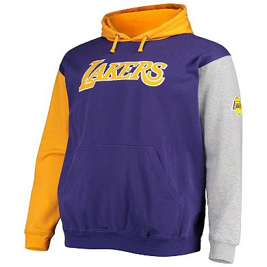 Men's Fanatics Branded Purple/Gold Los Angeles Lakers Big & Tall Double Contrast Pullover Hoodie