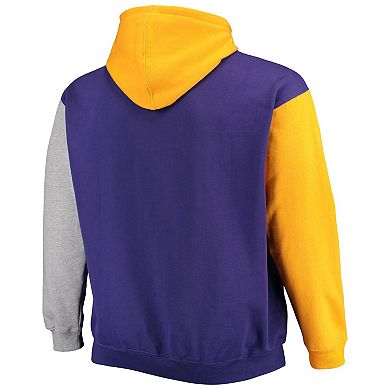 Men's Fanatics Branded Purple/Gold Los Angeles Lakers Big & Tall Double Contrast Pullover Hoodie