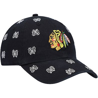 Women's '47 Black Chicago Blackhawks Confetti Clean Up Adjustable Hat